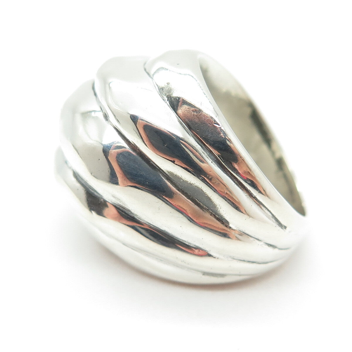 925 Sterling Silver Vintage Ribbed Wrinkled Ring Size 6.5