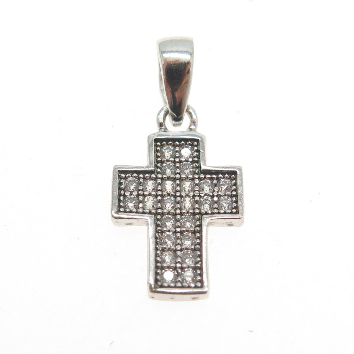 925 Sterling Silver Pave C Z Cross Pendant