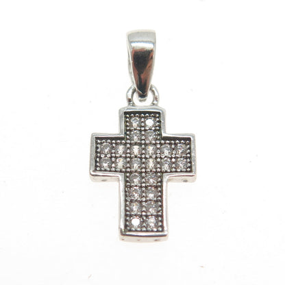 925 Sterling Silver Pave C Z Cross Pendant