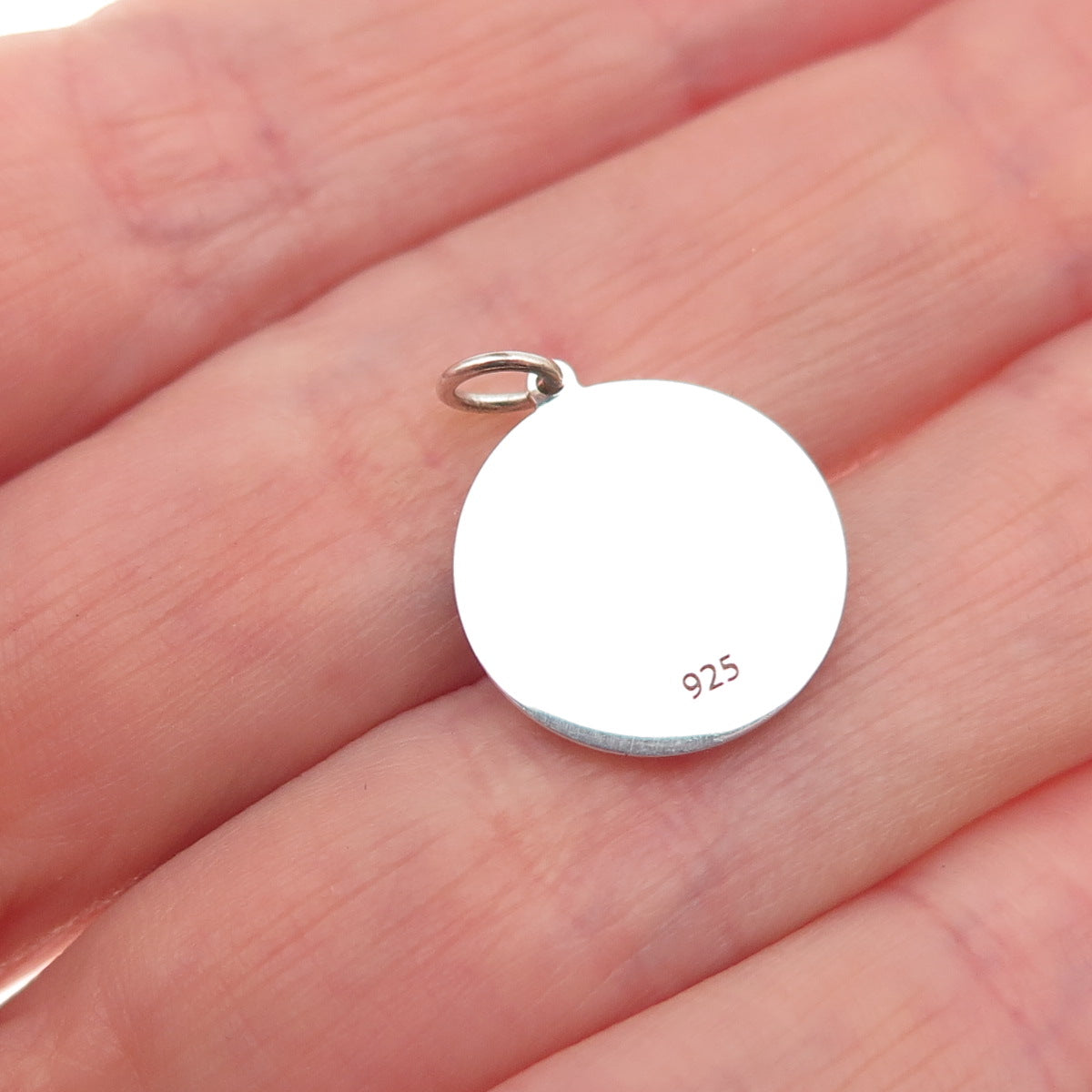 925 Sterling Silver Pink Enamel It's a Girl Round Tag Mini Charm Pendant