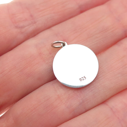925 Sterling Silver Pink Enamel It's a Girl Round Tag Mini Charm Pendant