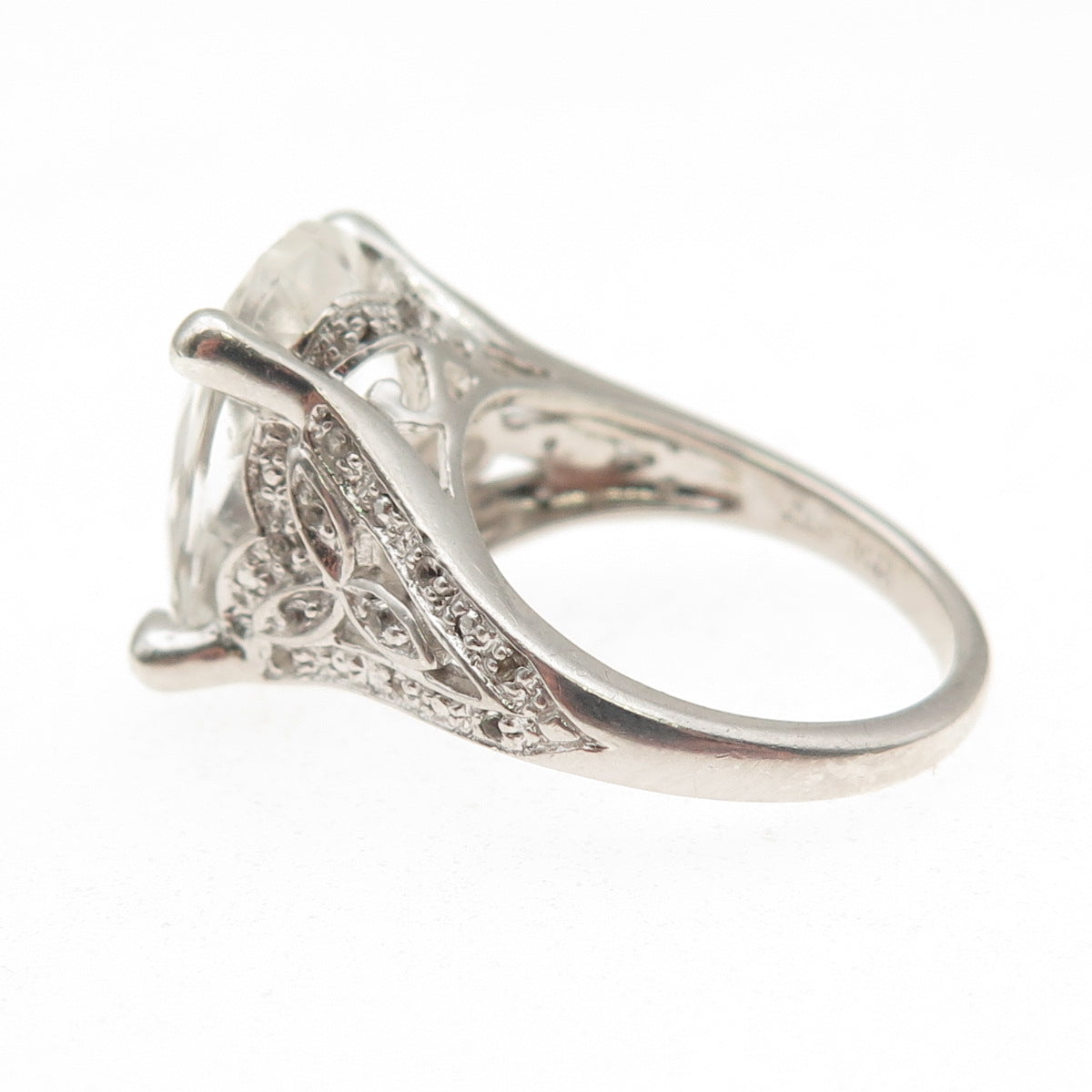 Jewelry Concepts 925 Sterling Silver Real Aquamarine & White Topaz Ring Size 7
