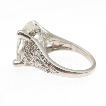 Jewelry Concepts 925 Sterling Silver Real Aquamarine & White Topaz Ring Size 7