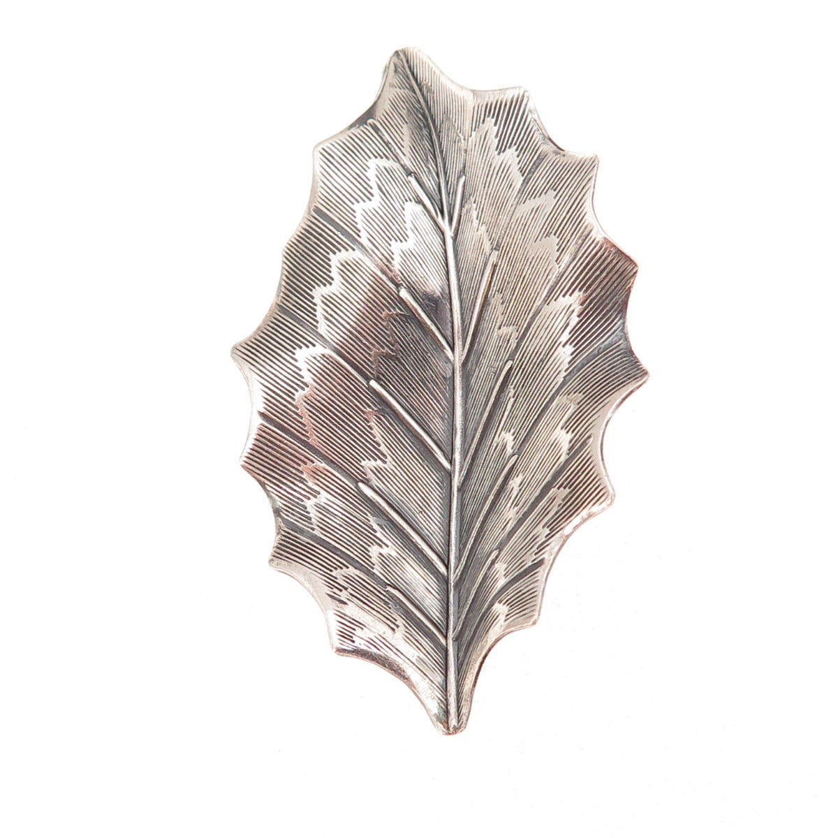 Beau 925 Sterling Silver Antique Art Deco Floral Leaf Oxidized Pin Brooch