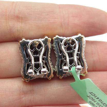 DANWAK 18K Gold Sterling 24-Diamond 0.15ct 2-Quartz 10.41ct Omega Back Earrings