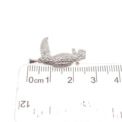 925 Sterling Silver Real Round-Cut Diamond Toucan Bird Charm Pendant