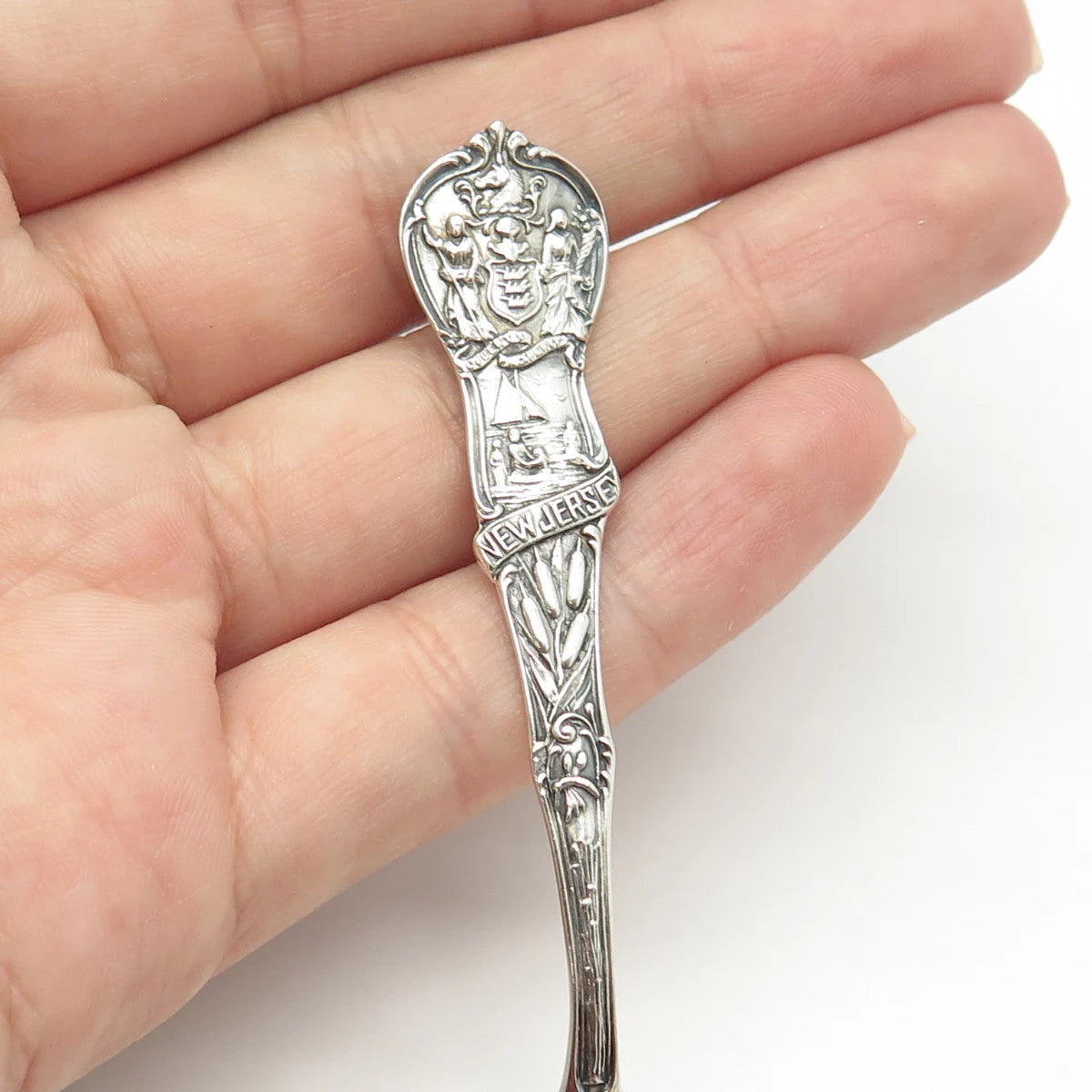 925 Sterling Silver Antique Art Deco Mechanics New Jersey States & Cities Spoon