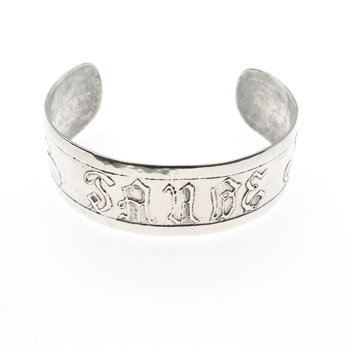 925 Sterling Silver Vintage Jaude Personalized Floral Adjustable Bracelet 6.75"
