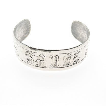 925 Sterling Silver Vintage Jaude Personalized Floral Adjustable Bracelet 6.75"