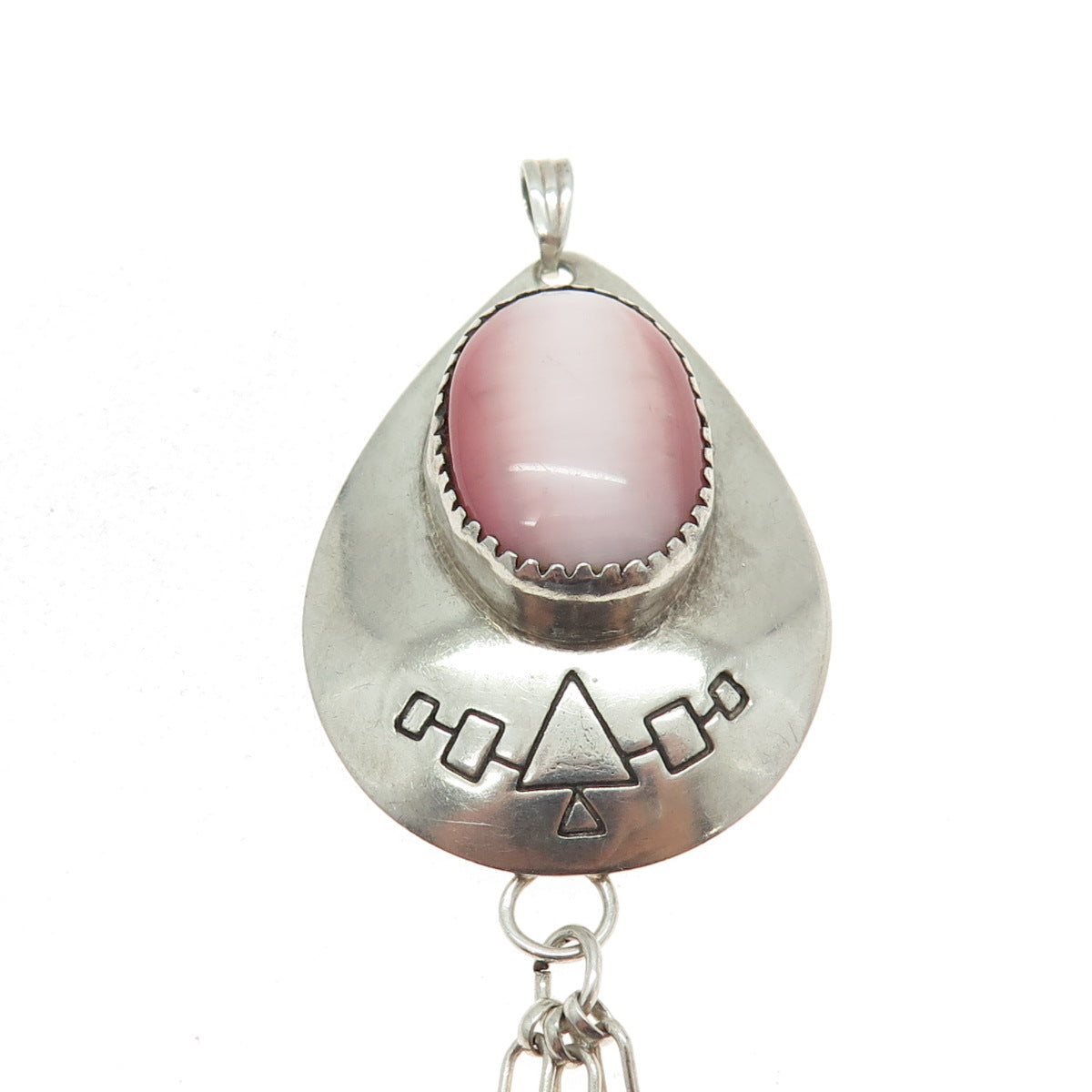 Old Pawn 925 Sterling Silver Vintage Southwestern Mother-of-Pearl Concho Pendant