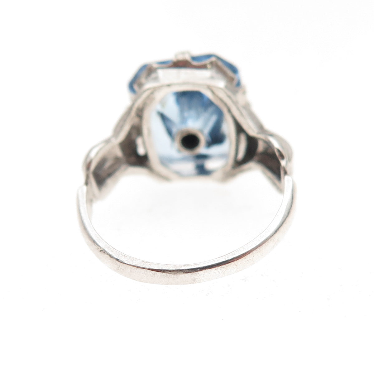 925 Sterling Silver Antique Art Deco Rhinestone St. Mary Miraculous Ring Size 5