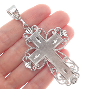 925 Sterling Silver Diamond-Cut Cross Pendant