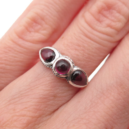 925 Sterling Silver Vintage Real Tourmaline Oxidized Ring Size 4.75