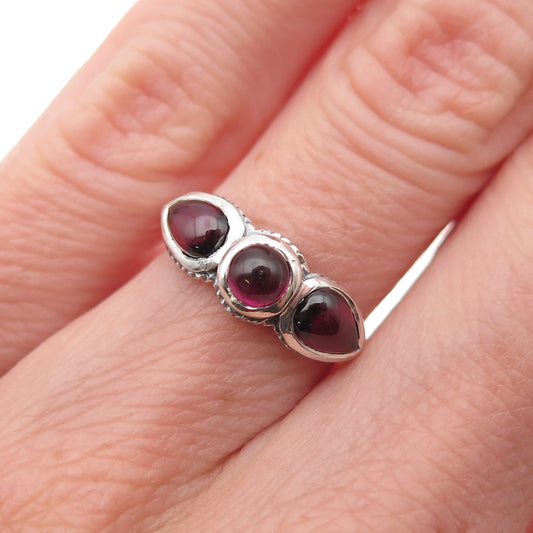 925 Sterling Silver Vintage Real Tourmaline Oxidized Ring Size 4.75