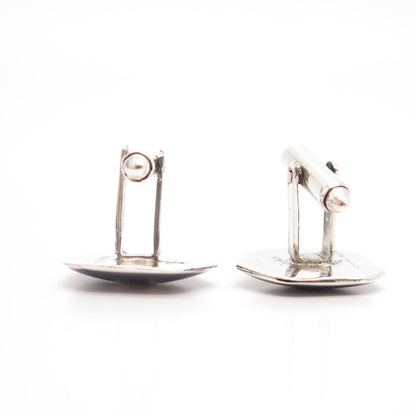 925 Sterling Silver Vintage Hematite Gem Siam Niello Hindu Goddess Cufflinks