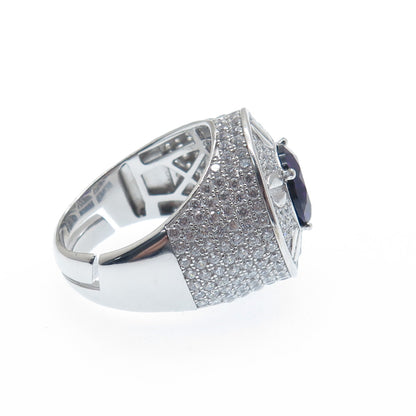 DESIGNS BY YAGI 925 Sterling Silver White & Purple C Z Sparkle Ring Size 10.5