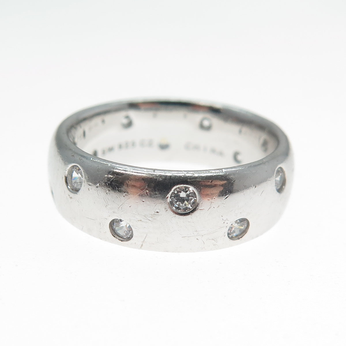 925 Sterling Silver Round-Cut C Z Celestial Band Ring Size 8.25