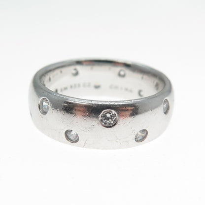 925 Sterling Silver Round-Cut C Z Celestial Band Ring Size 8.25