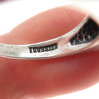TOUSSIER 925 Sterling Silver Vintage Granulated Oxidized Ring Size 6.75