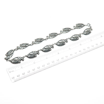 DANECRAFT Sterling Silver Antique Art Deco Floral Oxidized Chain Necklace 16"