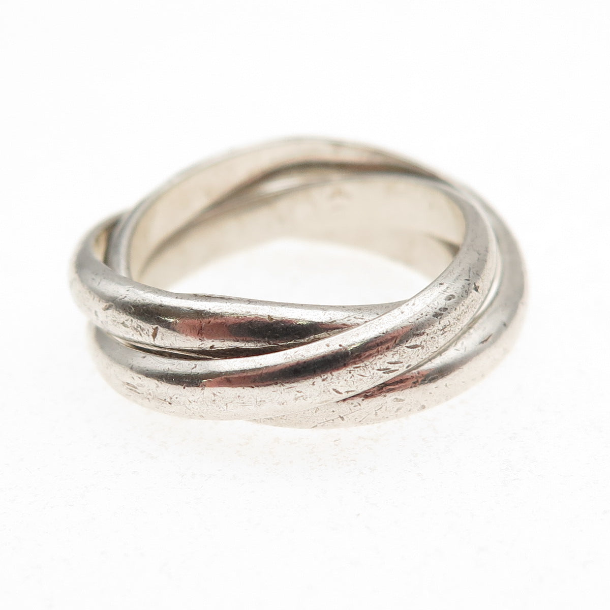 925 Sterling Silver Vintage Interlocked Trinity Oxidized Band Ring Size 5.5