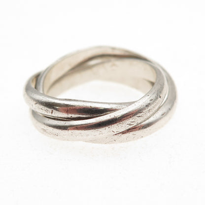 925 Sterling Silver Vintage Interlocked Trinity Oxidized Band Ring Size 5.5