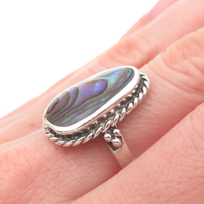 CFJ Collins Fine 925 Sterling Silver Vintage Real Abalone Shell Ring Size 8