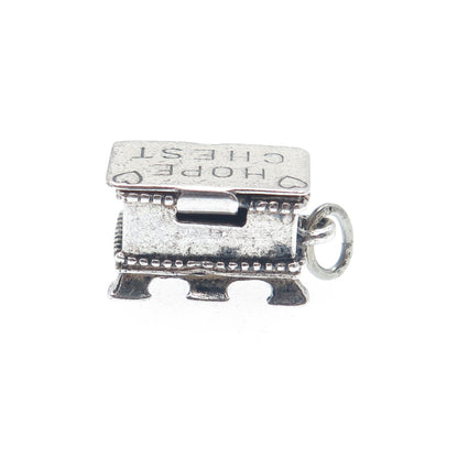 BEAU 925 Sterling Silver Vintage Hope Chest Minimalist Box Charm Pendant