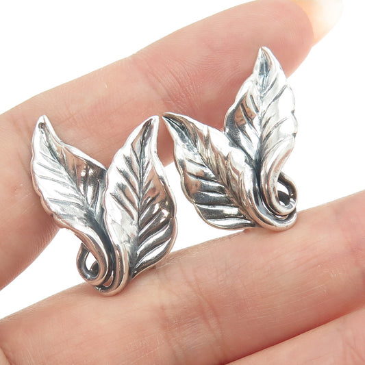 DANECRAFT 925 Sterling Silver Antique Art Deco Leaf Earrings