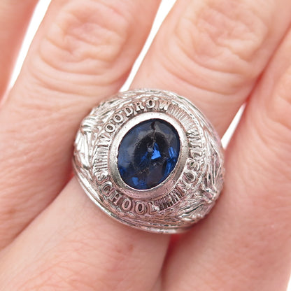 KINNEY 925 Sterling Silver Vintage 1969 C Z Woodrow Wilson School Ring Size 8