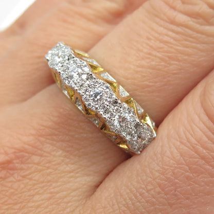 DADWANI 925 Sterling Silver Gold Plated Swarovski Crystal Ring Size 9.25