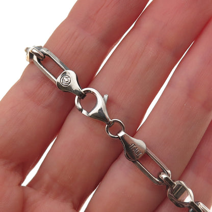 925 Sterling Silver Vintage Italy Paperclip Anchor Link Bracelet 8"