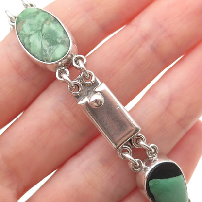 J&F Tsinijinnie Navajo Old Pawn Sterling Turquoise Bracelet 7.25" (broken stone)