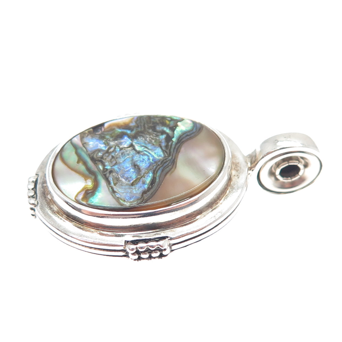 ESPO SIG Joseph Esposito 925 Sterling Silver Vintage Abalone Shell Snap Pendant
