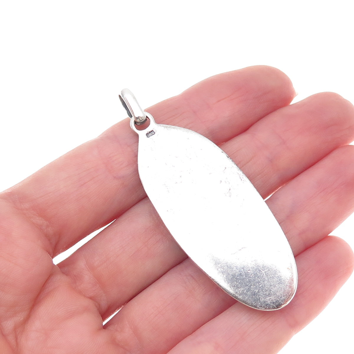 925 Sterling Silver Vintage Real Tyrone Turquoise Oxidized Pendant