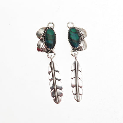 Ben Livingston Navajo Old Pawn Sterling Abalone Shell Feather Jacket Earrings
