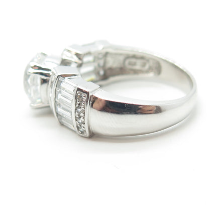 925 Sterling Silver Round-Cut C Z Engagement Ring Size 9