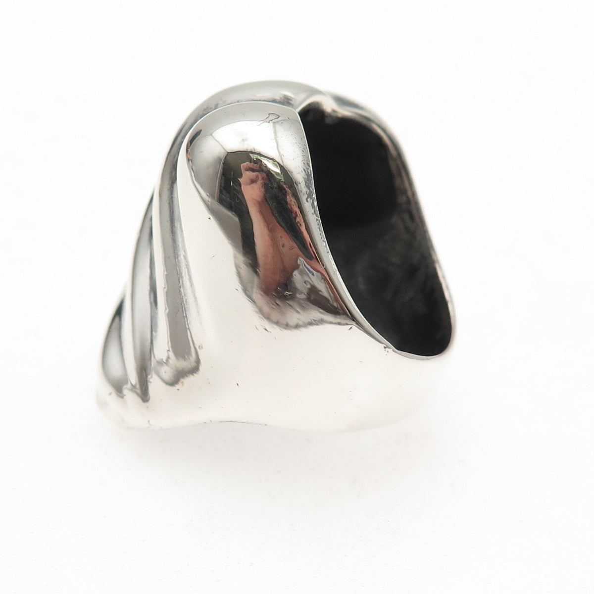 925 Sterling Silver Vintage Modernist Wing Oxidized Ring Size 7.5
