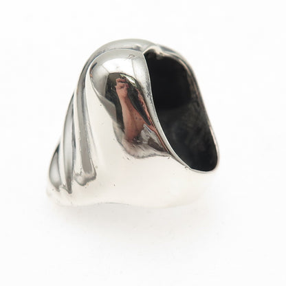 925 Sterling Silver Vintage Modernist Wing Oxidized Ring Size 7.5