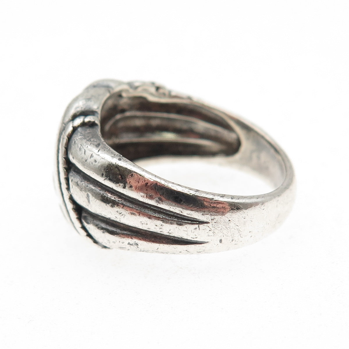 925 Sterling Silver Vintage Modernist Oxidized Ring Size 8.75