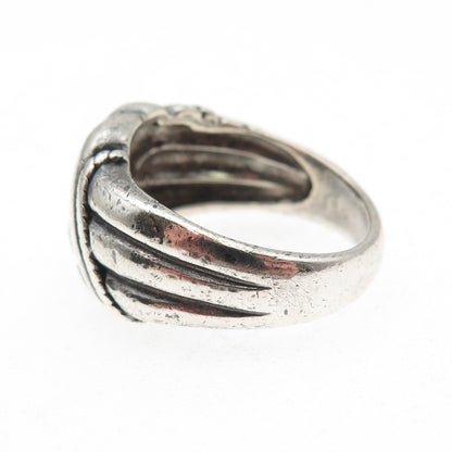 925 Sterling Silver Vintage Modernist Oxidized Ring Size 8.75
