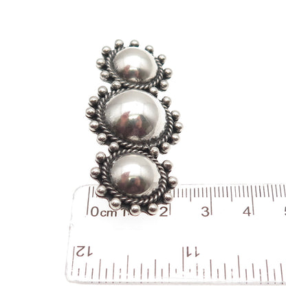 Old Pawn 925 Sterling Silver Vintage Southwestern Sun Beaded Oxidized Pin Brooch