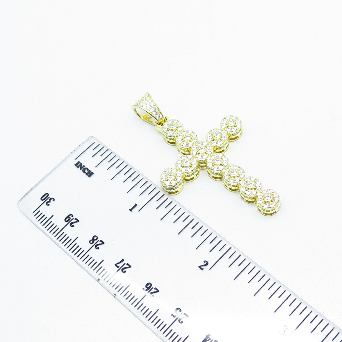 925 Sterling Silver Gold Plated C Z Cross Pendant