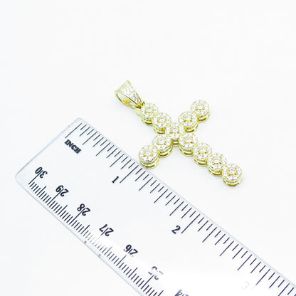 925 Sterling Silver Gold Plated C Z Cross Pendant