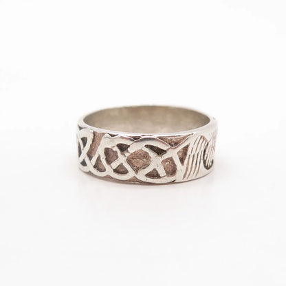 925 Sterling Silver Vintage Celtic Band Ring Size 6.25