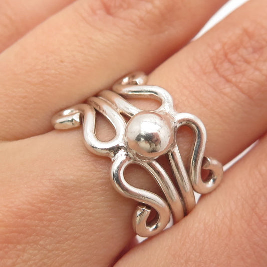 925 Sterling Silver Vintage Swirl Ornate Ring Size 8.5