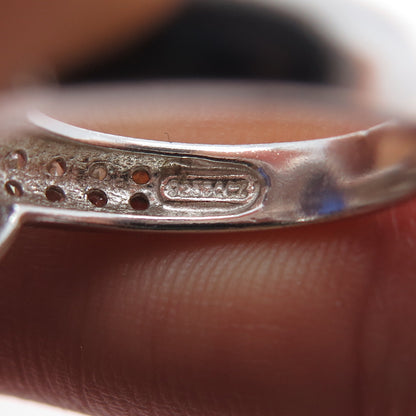 925 Sterling Silver Blue & White C Z Bohemian Ring Size 7