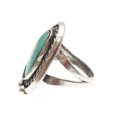 Old Pawn Sterling Silver Vintage Southwestern Turquoise Tribal Ring Size 5.75