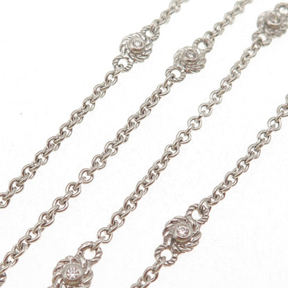 Judith Ripka 925 Sterling Silver Round-Cut C Z Station Cable Chain Necklace 36"
