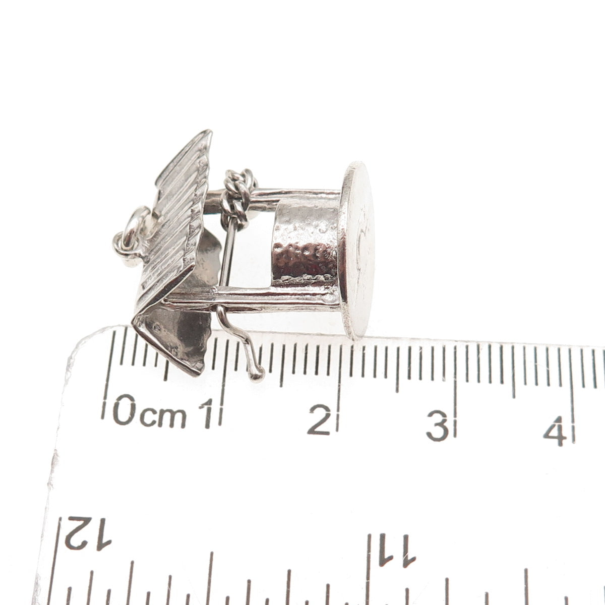 925 Sterling Silver Antique Art Deco Water Well Oxidized 3D Charm Pendant